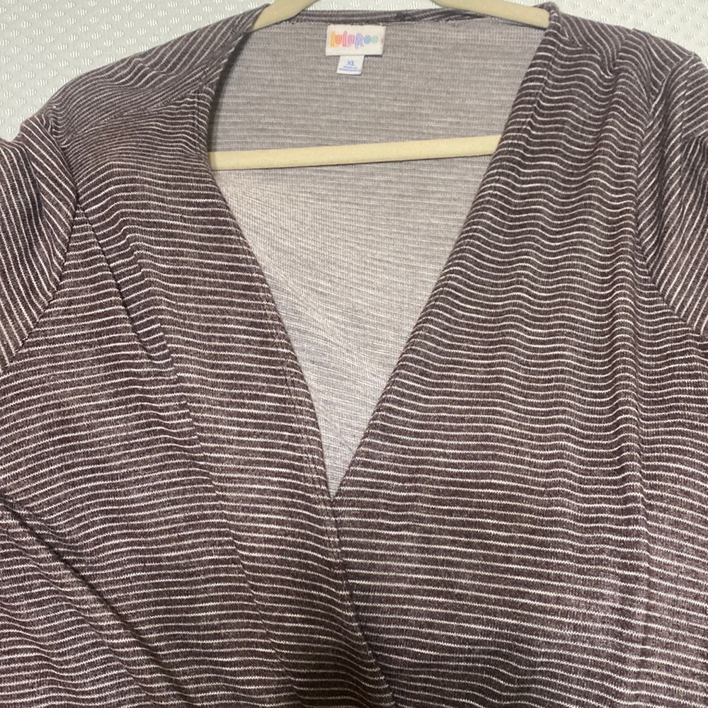 Lularoe brown and white striped Sarah sweater